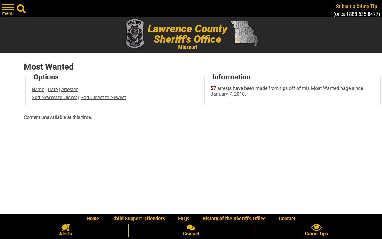 Lawrence County most wanted and arrest tips page