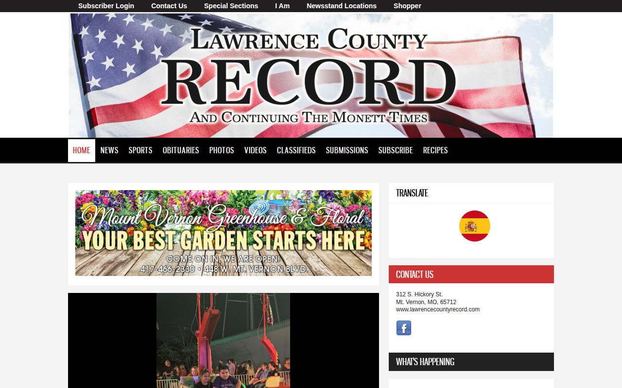 Lawrence County Record local newspaper homepage